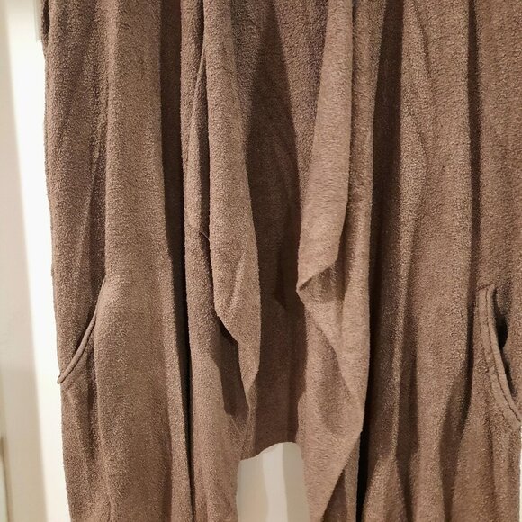 Barefoot Dreams Cardigan 1X Tan Brown Cozychic Lite Island Wrap Drape Sweater - Picture 7 of 10